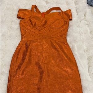 Elegant Orange Metallic Dress